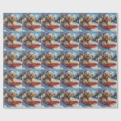 Cocker Spaniel Hund in Sledge Lass es Schnee Weihn Geschenkpapier (Flach)