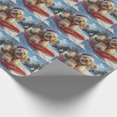 Cocker Spaniel Hund in Sledge Lass es Schnee Weihn Geschenkpapier (Ecke)