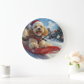 Cocker Spaniel Hund in Sledge Lass es Schnee Weihn Große Wanduhr (Zuhause)