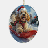 Cocker Spaniel Hund in Sledge Lass es Schnee Weihn Keramik Ornament (Rechts)