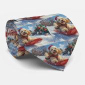 Cocker Spaniel Hund in Sledge Lass es Schnee Weihn Krawatte (Gerollt)