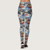 Cocker Spaniel Hund in Sledge Lass es Schnee Weihn Leggings (Rückseite)