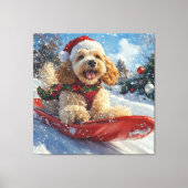Cocker Spaniel Hund in Sledge Lass es Schnee Weihn Leinwanddruck (Vorderseite)