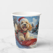 Cocker Spaniel Hund in Sledge Lass es Schnee Weihn Pappbecher (Vorderseite)