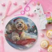 Cocker Spaniel Hund in Sledge Lass es Schnee Weihn Pappteller (Party)