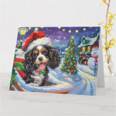 Cocker Spaniel Hund in Sleigh Snow Weihnachten Karte (Gelbe Blume)