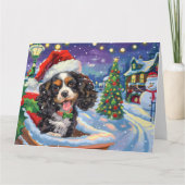 Cocker Spaniel Hund in Sleigh Snow Weihnachten Karte (Vorderseite)