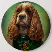 Cocker Spaniel Hund in St. Patrick's Day Dress Button (Vorderseite)