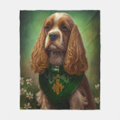 Cocker Spaniel Hund in St. Patrick's Day Dress Fleecedecke (Vorderseite)