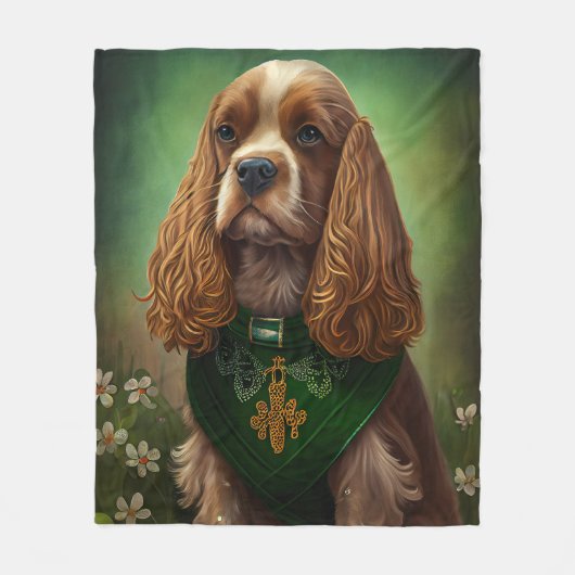 Cocker Spaniel Hund in St. Patrick's Day Dress Fleecedecke (Vorderseite)