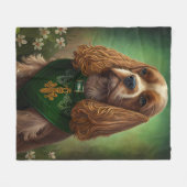 Cocker Spaniel Hund in St. Patrick's Day Dress Fleecedecke (Vorderseite (Horizontal))