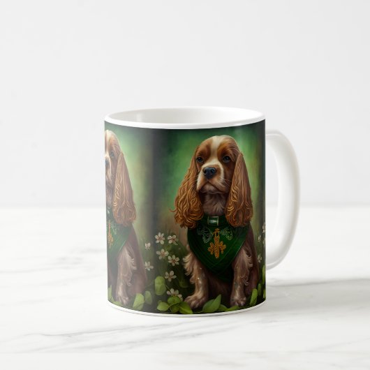 Cocker Spaniel Hund in St. Patrick's Day Dress Kaffeetasse (VorderseiteRechts)