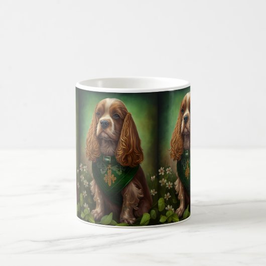 Cocker Spaniel Hund in St. Patrick's Day Dress Kaffeetasse (Mittel)