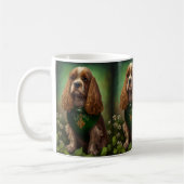 Cocker Spaniel Hund in St. Patrick's Day Dress Kaffeetasse (Links)