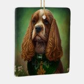 Cocker Spaniel Hund in St. Patrick's Day Dress Keramikornament (Rechts)