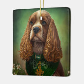 Cocker Spaniel Hund in St. Patrick's Day Dress Keramikornament (Links)