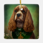 Cocker Spaniel Hund in St. Patrick's Day Dress Keramikornament (Vorderseite)