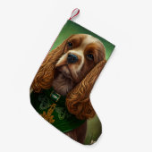 Cocker Spaniel Hund in St. Patrick's Day Dress Kleiner Weihnachtsstrumpf (Vorderansicht (hängend))