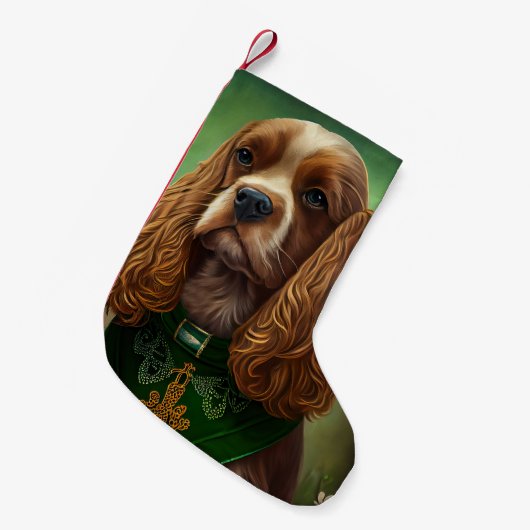 Cocker Spaniel Hund in St. Patrick's Day Dress Kleiner Weihnachtsstrumpf (Vorderansicht (hängend))