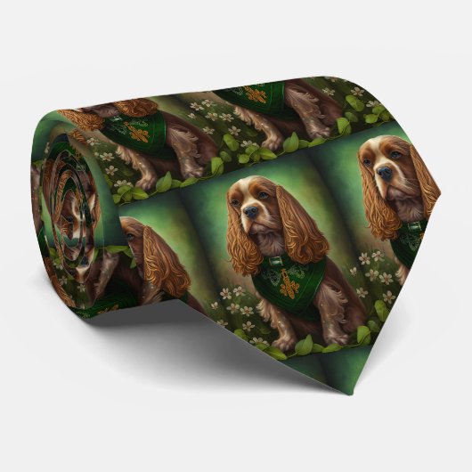 Cocker Spaniel Hund in St. Patrick's Day Dress Krawatte (Gerollt)