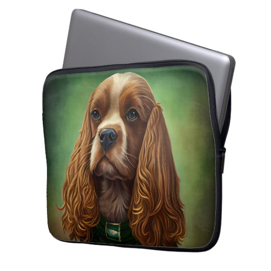 Cocker Spaniel Hund in St. Patrick's Day Dress Laptopschutzhülle (Vorderseite Links)