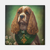 Cocker Spaniel Hund in St. Patrick's Day Dress Magnet (Vorne)