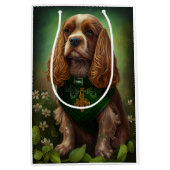 Cocker Spaniel Hund in St. Patrick's Day Dress Mittlere Geschenktüte (Vorderseite)