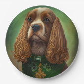 Cocker Spaniel Hund in St. Patrick's Day Dress Pappteller (Vorderseite)