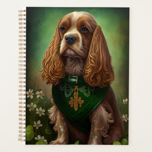 Cocker Spaniel Hund in St. Patrick's Day Dress Planer (Vorderseite)