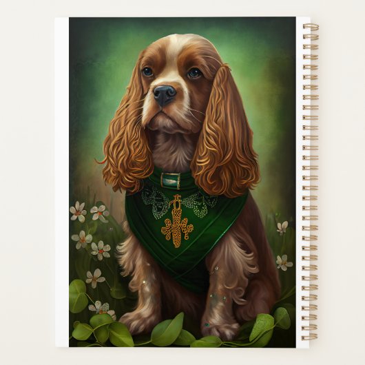 Cocker Spaniel Hund in St. Patrick's Day Dress Planer (Rückseite)