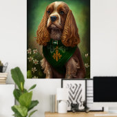 Cocker Spaniel Hund in St. Patrick's Day Dress Poster (Heimbüro)