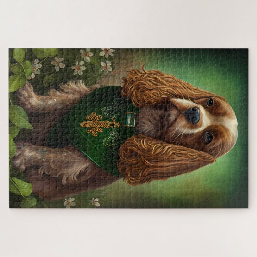 Cocker Spaniel Hund in St. Patrick's Day Dress Puzzle (Horizontal)