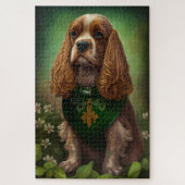 Cocker Spaniel Hund in St. Patrick's Day Dress Puzzle (Vertikal)