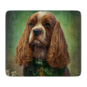 Cocker Spaniel Hund in St. Patrick's Day Dress Schneidebrett (Vorderseite)