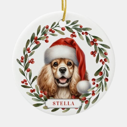 Cocker Spaniel Hund Keramik Kreis Ornament (Vorne)