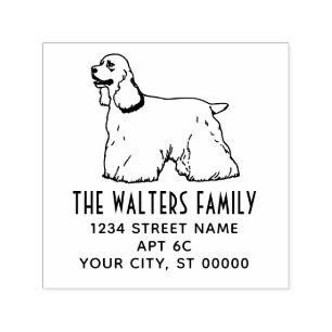 Cocker Spaniel Hund Line Art Name Rücksendeadresse Permastempel