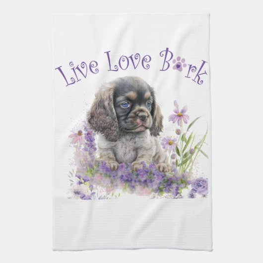 Cocker Spaniel Hund Mama Floral Geschirrtuch (Vertikal)