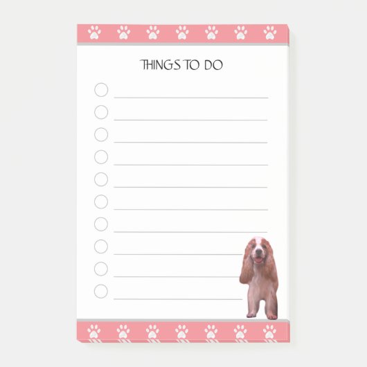 Cocker Spaniel Hund mit Pfotenmuster Dinge zu tun Post-it Klebezettel (Vorderseite)