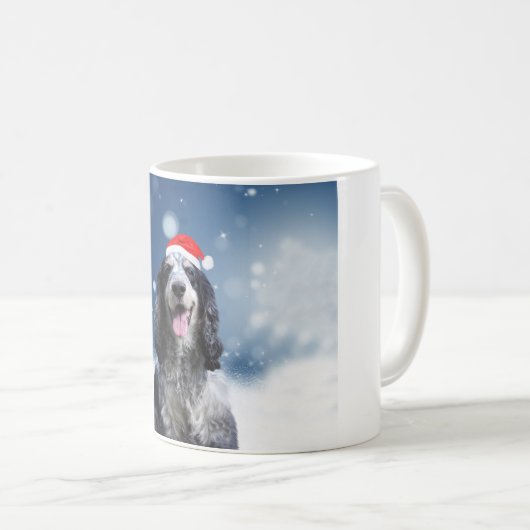 Cocker Spaniel Hund mit Weihnachts-Weihnachtsmannm Kaffeetasse (VorderseiteRechts)