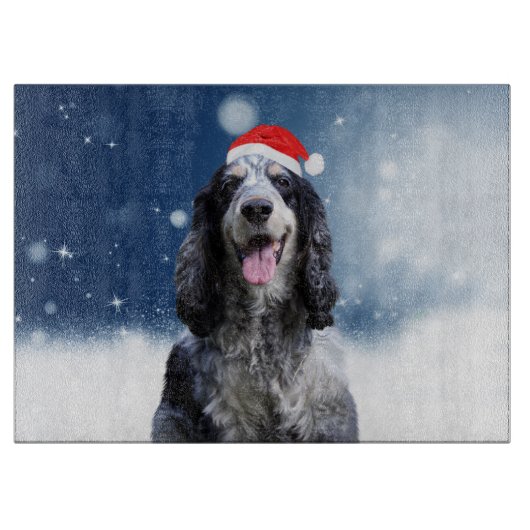 Cocker Spaniel Hund mit Weihnachts-Weihnachtsmannm Schneidebrett (Vorderseite)