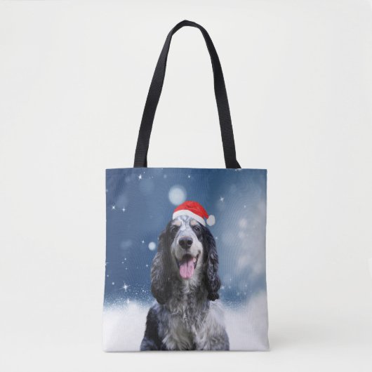 Cocker Spaniel Hund mit Weihnachts-Weihnachtsmannm Tasche (Vorderseite)