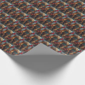 Cocker Spaniel Hund mit Weihnachtsgeschenken Feuer Geschenkpapier (Ecke)