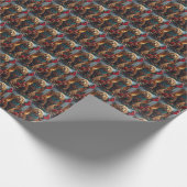 Cocker Spaniel Hund mit Weihnachtsgeschenken Kamin Geschenkpapier (Ecke)