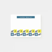 Cocker Spaniel Hund & Paw Yellow & Blue Grids Post-it Klebezettel (Vorderseite)