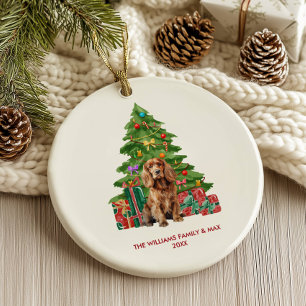 Cocker Spaniel Hund personalisiertes Weihnachten Keramik Ornament