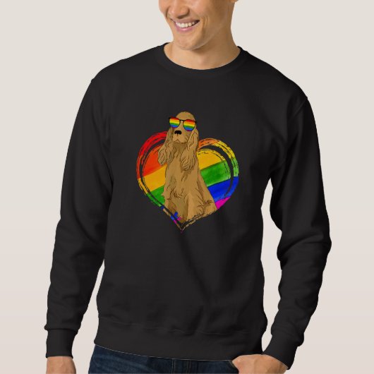 Cocker Spaniel Hund Regenbogen Herz Haustier Schwu Sweatshirt (Vorderseite)