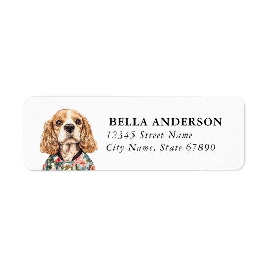 Cocker Spaniel Hund Rücksendeadressetiketten (Vorne)