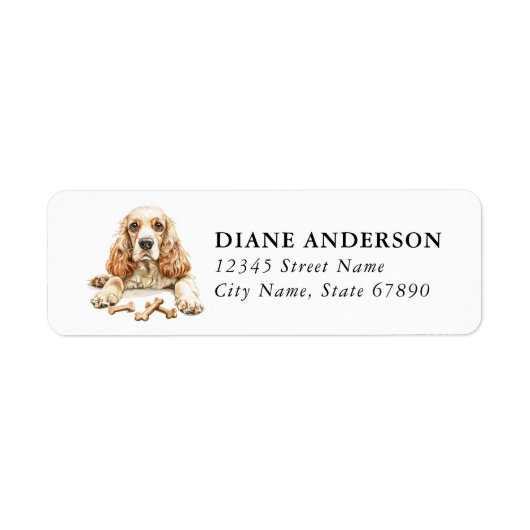 Cocker Spaniel Hund Rücksendeadressetiketten (Vorne)