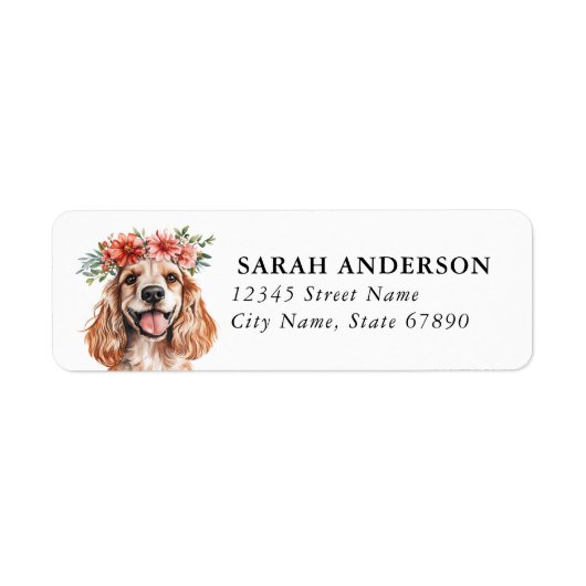 Cocker Spaniel Hund Rücksendeadressetiketten (Vorne)