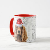 Cocker Spaniel Hund Santa Woof Weihnachten Tasse (Vorderseite Links)
